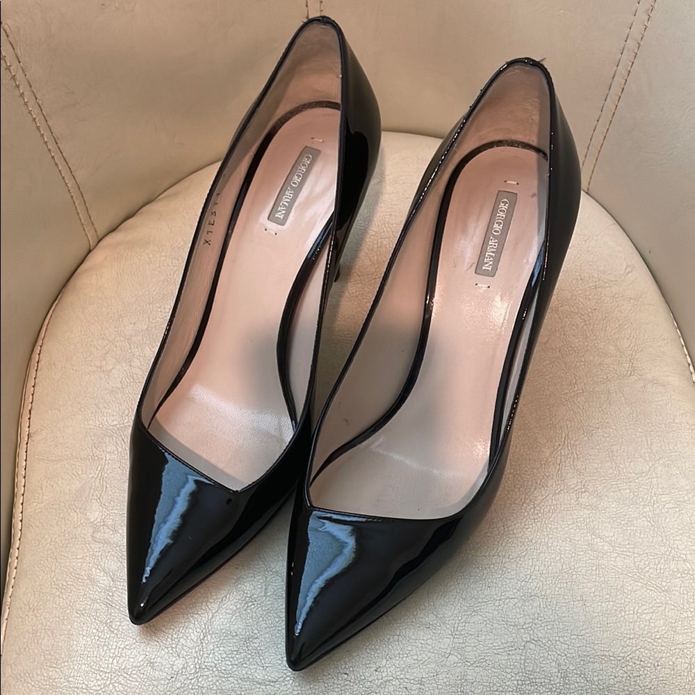 Giorgio Armani Black Patent Leather Pumps